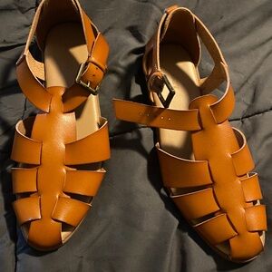 Old Navy Tan Strappy Loafers